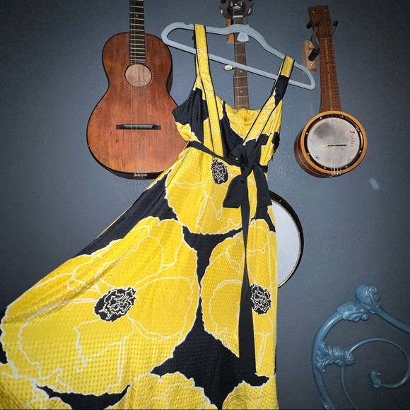 Big yellow flower print dress from anthropologie - Picture 3 of 5